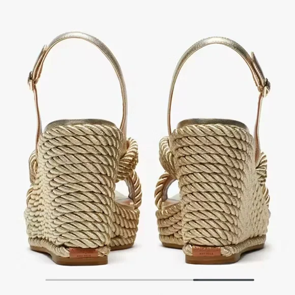 Kate Spade Gold Woven Wedges - Picture 4 of 8